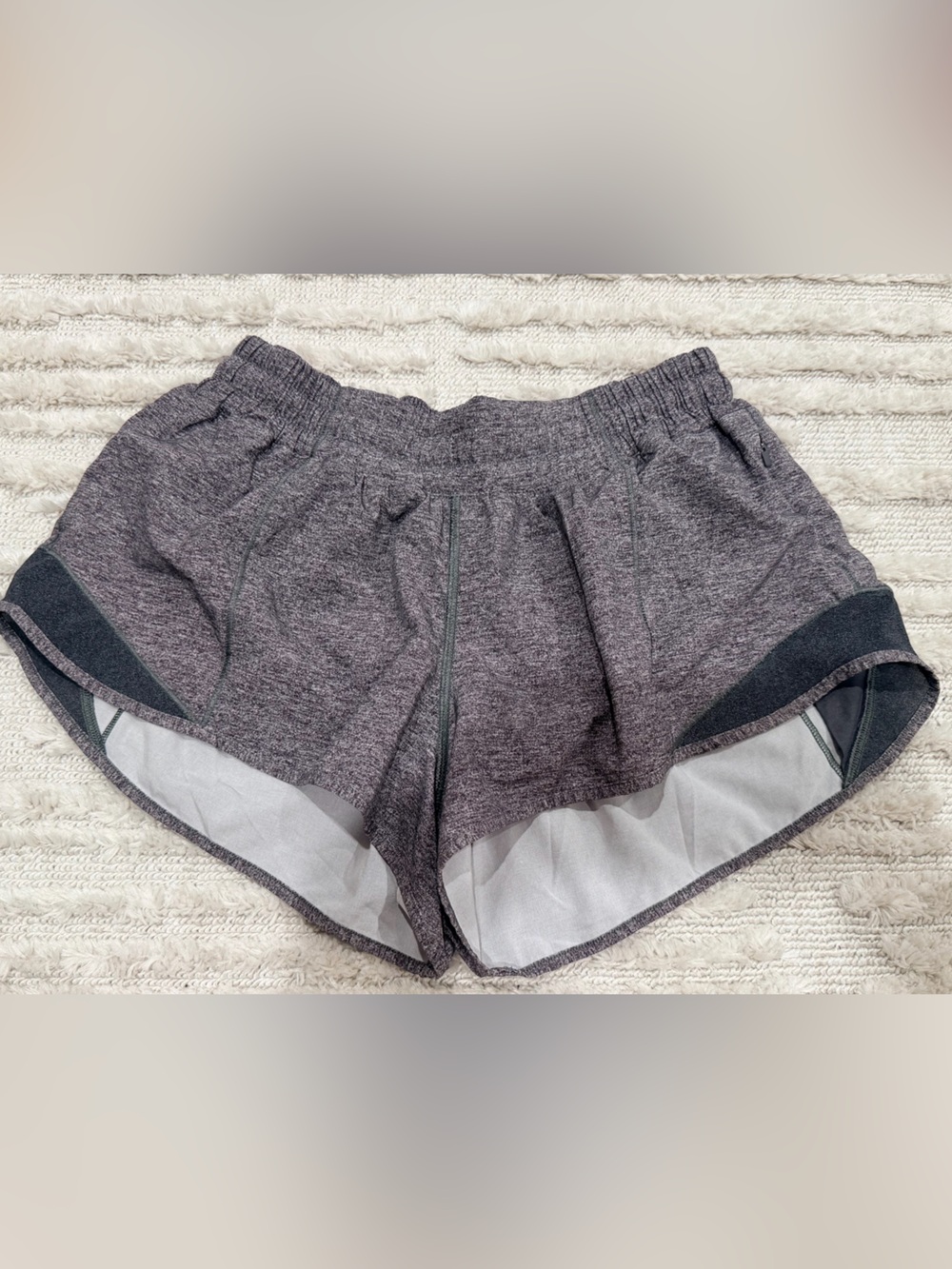 lululemon athletica Heathered Gray Athletic Shorts with Black Trim